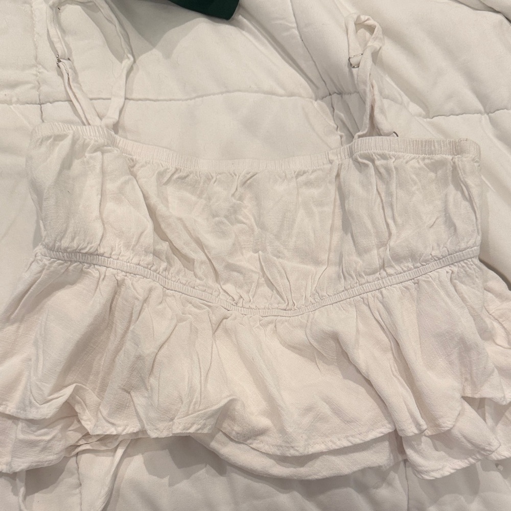 Altar’d State - White Ruffled Crop Top